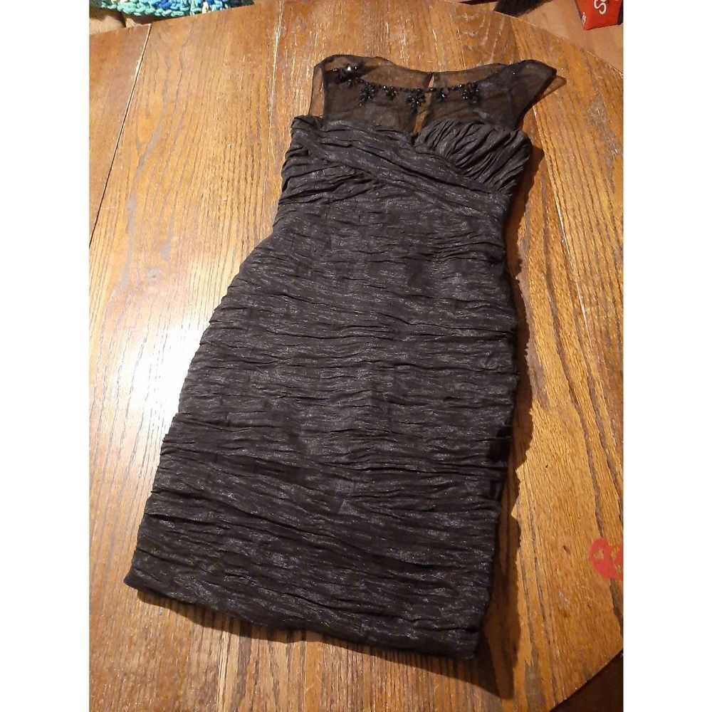 Size 3-4 Jump Apparel Wendye Chaitin Black Embellished Bodycon Mini Dress